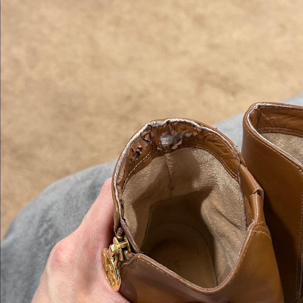 Michael Kors Tan Ankle Boots with Gold Accent - Picture 5 of 9